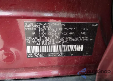 2020 Toyota Rav4 Xle from USA, damaged, VIN JTMP1RFV0LJ035025